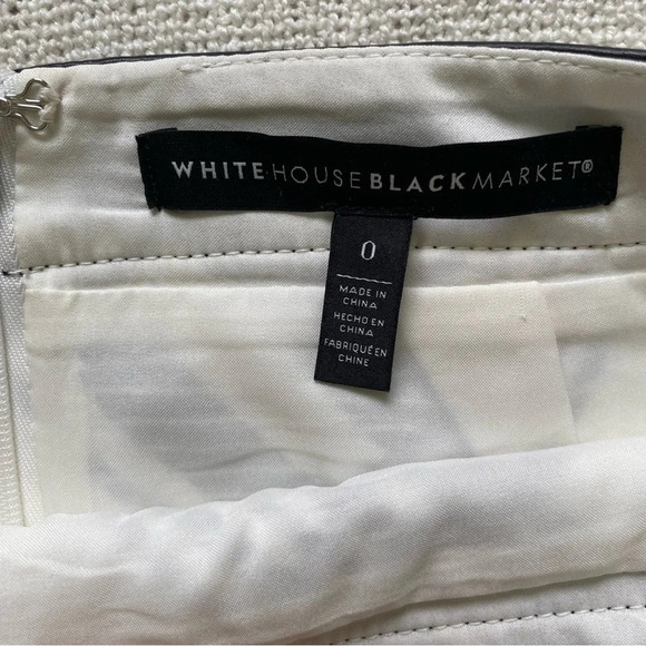 WHITE House Black Market Cream and Black Wool Knit Plaid Mini Skirt Size 0 - Picture 4 of 11